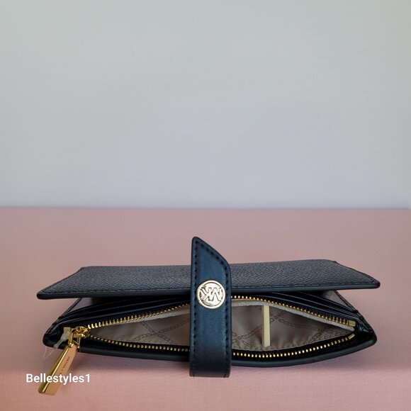 MICHAEL KORS Bifold Pebbled Leather Large Wallet/Wristlet- Navy color 🎈$88.⭐ - Picture 14 of 16